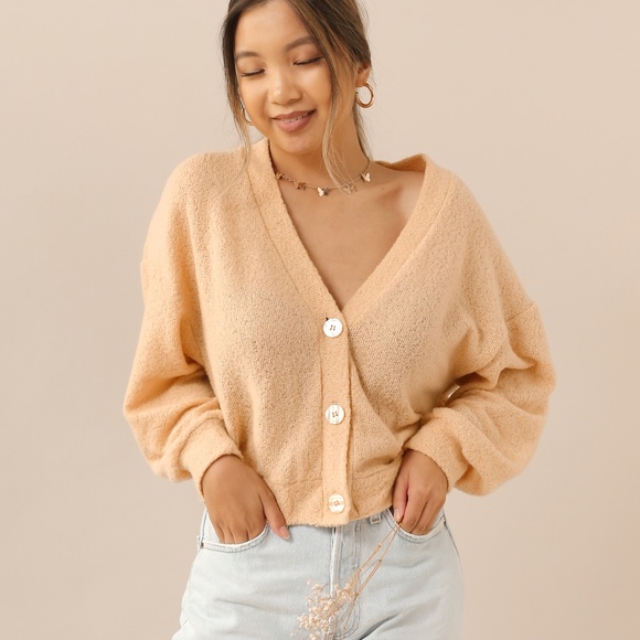 Pastel Yellow Texture Crop Sweater Cardigan - Picture 4 of 4